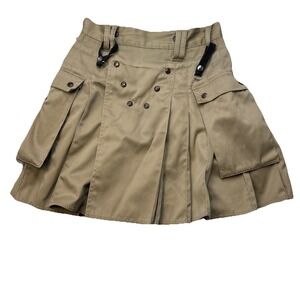 Utilikilt Kilt Men's 33  Khaki Beige Pleated Cargo Heavy Snap Scotland